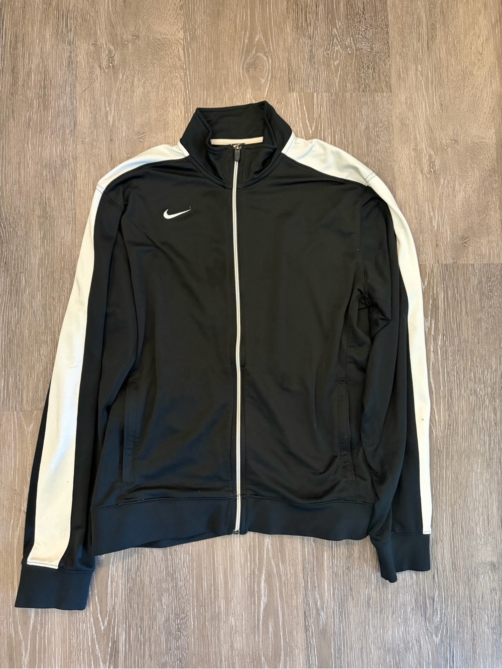 Nike Men’s Black Full-Zip Track Jacket with White Stripe